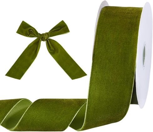 PH PandaHall 50 Yards Olive Green Velvet Ribbon, 1/4 Inch Single Face Velvet Satin Ribbon Craft Ribbons Trimming Ribbons for Gift Wrapping Bow Flower Bouquet Wreath Wedding St Patrick's Day in Saudi Arabia