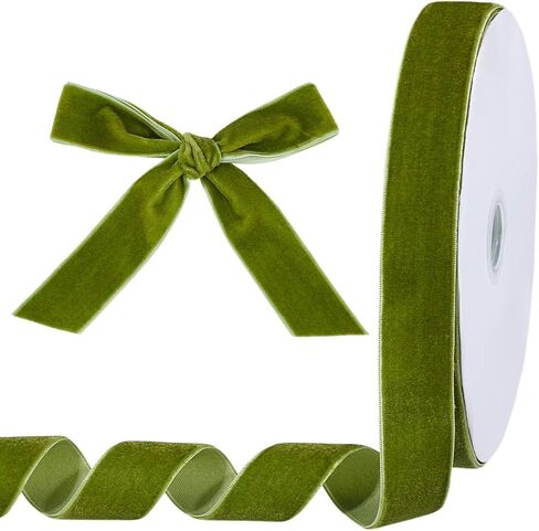 PH PandaHall 50 Yards Olive Green Velvet Ribbon, 1/4 Inch Single Face Velvet Satin Ribbon Craft Ribbons Trimming Ribbons for Gift Wrapping Bow Flower Bouquet Wreath Wedding St Patrick's Day in Saudi Arabia