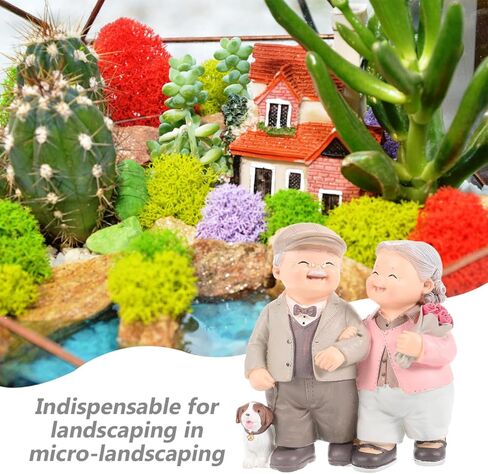 Garneck Loving Elderly Couple Figurine: Valentine Resin Old Couple Statue Ornaments Miniature Grandparents Love Sculpture for Wedding Anniversary Cake Home Shelf Office Desktop Decor in Saudi Arabia