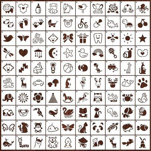 100 قطعة من استنسل الحيوانات للرسم على الخشب، مقاس 2 × 2 بوصة قابلة لإعادة الاستخدام، قوالب رسم للحرف اليدوية، ورق حائط للعطلات لمنزل سجل القصاصات بنفسك in Saudi Arabia