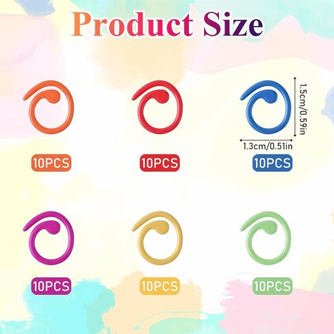 60 Pcs Metal Stitch Markers 6 Color Knitting Stitch Markers Helical-Shaped Crochet Marker Ring for Knitting Crocheting Clothing DIY Craft Sewing in Saudi Arabia