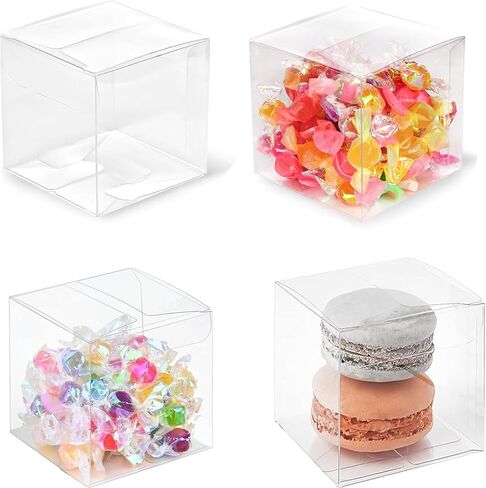 Clear Boxes for Treats,25 Pack 3x3x3 Inch Clear Favor Boxes for Weddings, Baby Shower and Birthday - Transparent Treat, Bakery and Dessert Boxes in Saudi Arabia