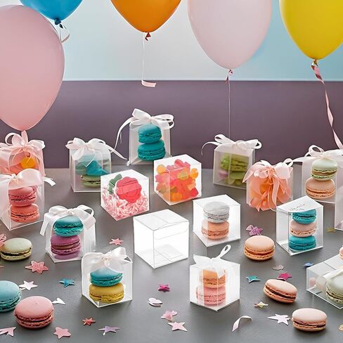 Clear Boxes for Treats,25 Pack 3x3x3 Inch Clear Favor Boxes for Weddings, Baby Shower and Birthday - Transparent Treat, Bakery and Dessert Boxes in Saudi Arabia
