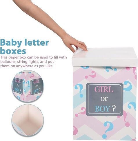 Gender Reveal Balloon Box - 12"x12"x16" Paper Decorative Balloon Box - Gender Reveal Games Boy or Girl Open to See for Party Decoration in Saudi Arabia
