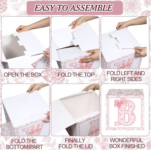 Eersida 5 Pcs Pink Bow Boxes with Letters Pink Bow Paper Balloon Blocks Banne Floral Box Decorations for Birthday Party in Saudi Arabia
