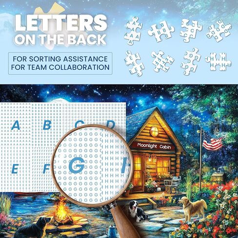 Puzzles for Adults 1000 Pieces - Jigsaw Puzzles 1000 Pieces Lakeside Cabin Moonlight - 1000 Piece Puzzles with Letters on Back - Puzzle for Fun Game Nights Gift- 27.6x20.5 inch, 1:1 Poster in Saudi Arabia