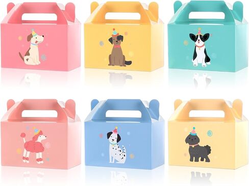 Pet Dog Birthday Decorations Retro Puppy Themed Party Favors Boxes Vintage Dog Paper Treat Gift Boxes Bulk Cute Puppy Goodie Candy Box with Handles for Kids Birthday Baby Shower Party Supplies 12Pcs in Saudi Arabia