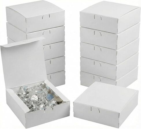 Fun Express 5" x 4 1/2" x 2" White Square Cardstock Party Favor Boxes - 12 Piece in Saudi Arabia