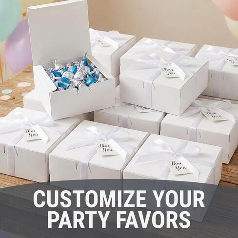 Fun Express 5" x 4 1/2" x 2" White Square Cardstock Party Favor Boxes - 12 Piece in Saudi Arabia