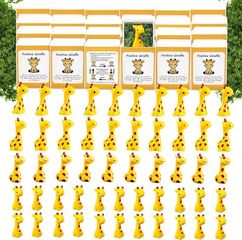50 Set Positive Giraffe Gifts Bulk Employee Appreciation Gifts Box Breathing Gift Bulk for Coworker Team Desk Pets Thank You Teacher Giraffe Ornaments with Cheer up Card Box in Saudi Arabia