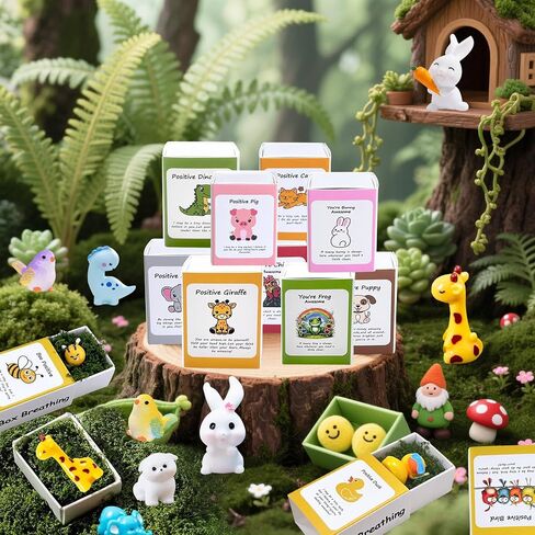 50 Set Positive Giraffe Gifts Bulk Employee Appreciation Gifts Box Breathing Gift Bulk for Coworker Team Desk Pets Thank You Teacher Giraffe Ornaments with Cheer up Card Box in Saudi Arabia