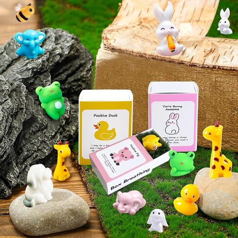 50 Set Positive Giraffe Gifts Bulk Employee Appreciation Gifts Box Breathing Gift Bulk for Coworker Team Desk Pets Thank You Teacher Giraffe Ornaments with Cheer up Card Box in Saudi Arabia