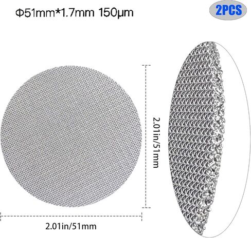 2 Pack 51mm Espresso Puck Screen, Reusable Coffee Filter Screen for Portafilter Filter Basket, 1.7mm Thickness 150μm 316 Stainless Steel, Compatible with Espresso Machine in Saudi Arabia