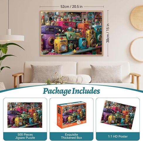 500 Pieces Puzzle for Adults, Puzzles for Adults 500 Pieces, Vintage Record Player Jigsaw Puzzle, Challenging Perfect for Game Nights, 20.5 X 15 in in Kuwait