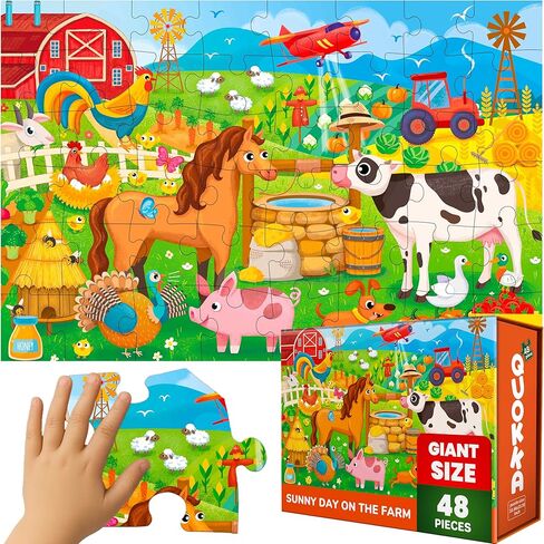 QUOKKA Giant Floor Puzzle for Kids Ages 4-6 – 2x3 Feet Extra-Thick 48 Pieces Toddler Puzzle Ages 3-5 – Bugs Educational Activity for Boys Girls – Premium Box with Sturdy Handle & Magnetic Closure in Saudi Arabia