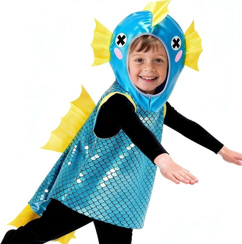 iROLEWIN Toddler Fish-Costume for Kids Under-the-Sea-Animal Dress-up Clothes for Girls Boys Halloween Birthday-Gifts Party in Saudi Arabia