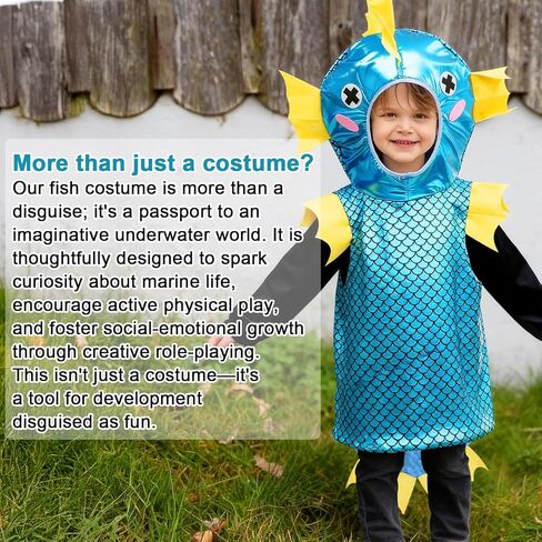 iROLEWIN Toddler Fish-Costume for Kids Under-the-Sea-Animal Dress-up Clothes for Girls Boys Halloween Birthday-Gifts Party in Saudi Arabia