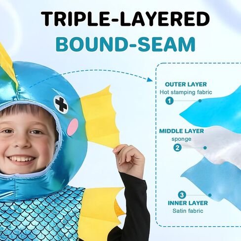 iROLEWIN Toddler Fish-Costume for Kids Under-the-Sea-Animal Dress-up Clothes for Girls Boys Halloween Birthday-Gifts Party in Saudi Arabia