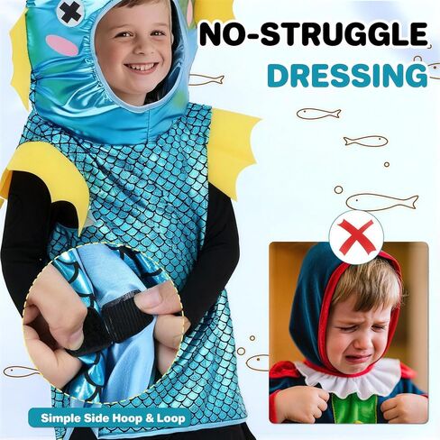 iROLEWIN Toddler Fish-Costume for Kids Under-the-Sea-Animal Dress-up Clothes for Girls Boys Halloween Birthday-Gifts Party in Saudi Arabia