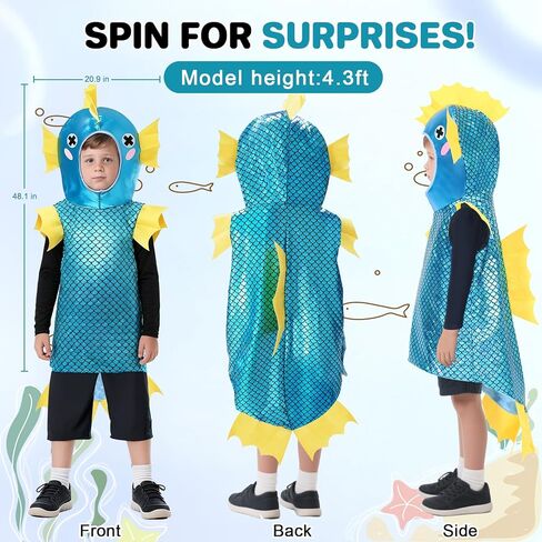 iROLEWIN Toddler Fish-Costume for Kids Under-the-Sea-Animal Dress-up Clothes for Girls Boys Halloween Birthday-Gifts Party in Saudi Arabia