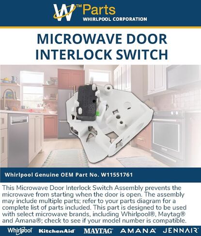 Whirlpool W11551761 OEM Microwave Door Interlock Switch Assembly, White in Saudi Arabia