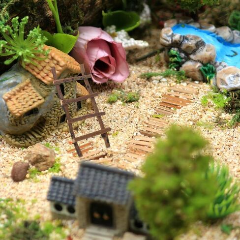 VOSAREA 2Pcs Small Decorative Micro Landscape Ladders Miniature Dollhouse Accessories for Fairy Garden Crafts 7.87 Inch Rattan Ladder Props in Saudi Arabia
