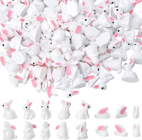 120Pcs Rabbit Miniature Figurines Easter Bunny Mini Resin Rabbits, Mini Resin Animals Fairy Garden Miniature Ornaments for Easter Egg Fillers Dollhouses Decoration in Saudi Arabia