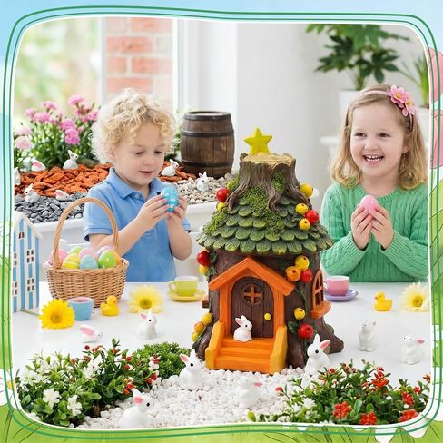 120Pcs Rabbit Miniature Figurines Easter Bunny Mini Resin Rabbits, Mini Resin Animals Fairy Garden Miniature Ornaments for Easter Egg Fillers Dollhouses Decoration in Saudi Arabia