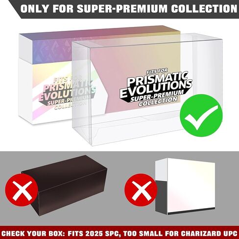قطعة واحدة من واقي البلاستيك DEDC لمجموعة Prismatic Evolutions Super-Premium إصدار 2025، حافظة عرض PET شفافة مقاس 14.4 بوصة × 6.92 بوصة × 3.46 بوصة مصممة لـ 2025 SPC فقط (ليست لسلسلة UPC) in Kuwait