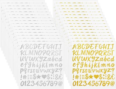 30 PCS Gold and Silver Glitter Stickers - Alphabet, Numbers, Symbols, Hearts, Stars - 77 Pieces per Sheet | Sparkling Decals for DIY Crafts, Scrapbooking, Party Decorations, Home and Holiday Projects in Saudi Arabia