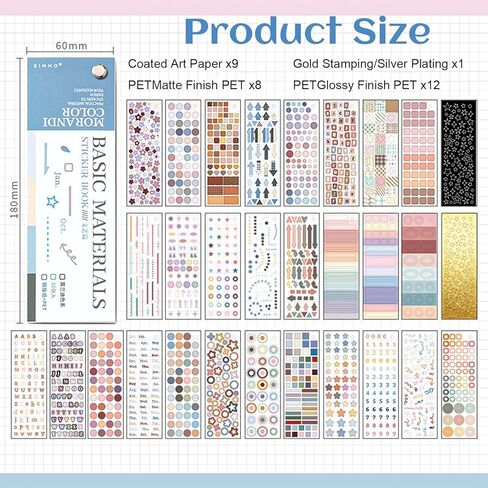 30 Sheets Cute Sticker Book Aesthetic Decorative Stickers for Scrapbooking Functional Planner Stickers Stars Heart Letter Glitter Self-Adhesive Sticker for Photocards, Journal,Scrapbook Supplies in Saudi Arabia