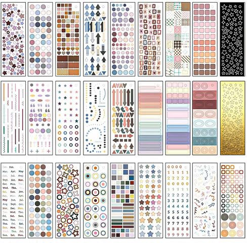 30 Sheets Cute Sticker Book Aesthetic Decorative Stickers for Scrapbooking Functional Planner Stickers Stars Heart Letter Glitter Self-Adhesive Sticker for Photocards, Journal,Scrapbook Supplies in Saudi Arabia
