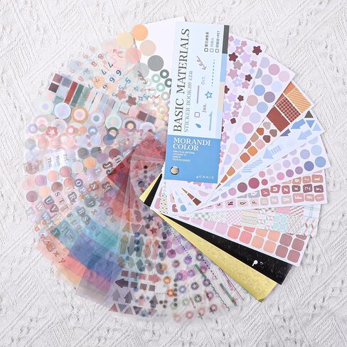 30 Sheets Cute Sticker Book Aesthetic Decorative Stickers for Scrapbooking Functional Planner Stickers Stars Heart Letter Glitter Self-Adhesive Sticker for Photocards, Journal,Scrapbook Supplies in Saudi Arabia