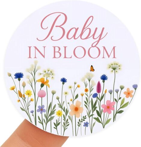ملصقات استحمام الطفل على شكل زهرة زهرية من Baby in Bloom، ملصقات دائرية مقاس 1.6 بوصة تكشف عن الجنس للفتيات أو الصبيان (120 قطعة) in Kuwait