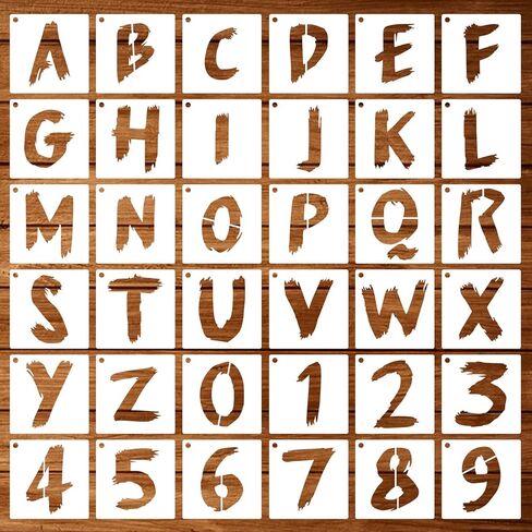 36-Pcs Reusable Letter Stencils for Painting - 1.5 Inch Alphabet & Number Stencils for Fabric, Wood, Wall, Signage DIY Projects in Saudi Arabia