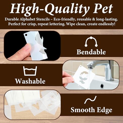36-Pcs Reusable Letter Stencils for Painting - 1.5 Inch Alphabet & Number Stencils for Fabric, Wood, Wall, Signage DIY Projects in Saudi Arabia