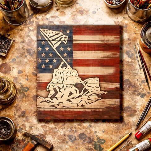 Marine Forces Inspired Soldiers Flag Stencil 8.5 x 11 Inch Reusable Plastic Template for Painting Military Crafts and Patriotic Wall Art in Saudi Arabia