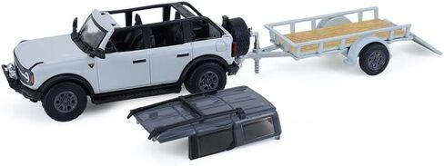 Greenlight 1/64 2021 Ford Bronco ذات 4 أبواب Badlands مع مقطورة فائدة ودراجة نارية، سلسلة وصلة سحب وسحب 33 32330-D in Kuwait