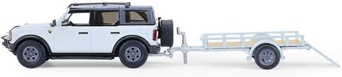 Greenlight 1/64 2021 Ford Bronco ذات 4 أبواب Badlands مع مقطورة فائدة ودراجة نارية، سلسلة وصلة سحب وسحب 33 32330-D in Kuwait