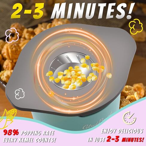 صانعة الفشار، وعاء تقديم مدمج، آلة صنع الفشار بالهواء الساخن مع مقبض، ماكينة صنع الفشار بسعة 8 أكواب، أزرق in Kuwait