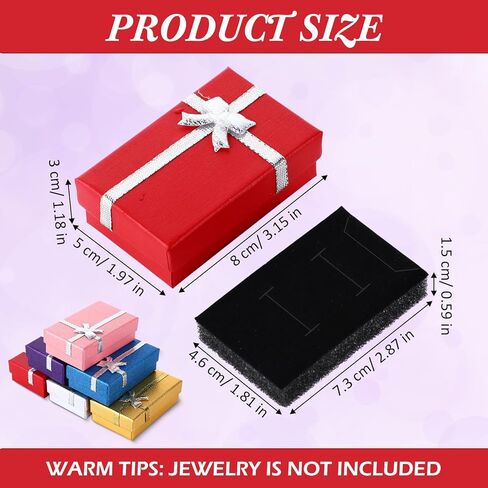 Landical 72 Pcs Jewelry Boxes Gifts Box Set Bulk Small Cardboard Jewelry Gift Container with Bow for Ring Necklaces Earring Bracelet, Assorted Colors 2 x 3.1 x 1.1 Inch in Saudi Arabia