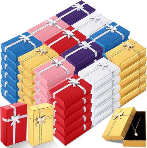 Landical 72 Pcs Jewelry Boxes Gifts Box Set Bulk Small Cardboard Jewelry Gift Container with Bow for Ring Necklaces Earring Bracelet, Assorted Colors 2 x 3.1 x 1.1 Inch in Saudi Arabia