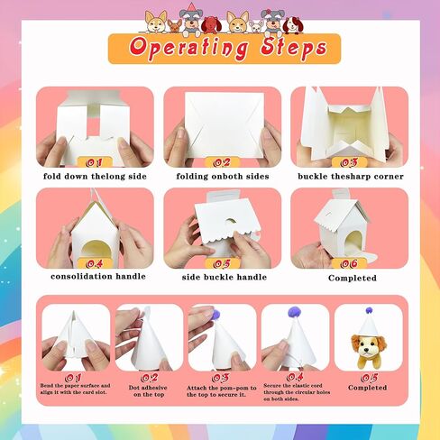 MXQHXZSX 148 Pcs Adopt a Puppy Party Favors DIY Dog Party Boxes Set Include 20 Foldable Puppy Boxes 20 Adopt Cards 20 Birthday Hats Dog Collar Necklace Kit for Pet Birthday Party DIY Craft in Saudi Arabia
