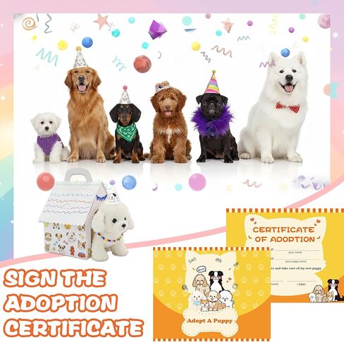 MXQHXZSX 148 Pcs Adopt a Puppy Party Favors DIY Dog Party Boxes Set Include 20 Foldable Puppy Boxes 20 Adopt Cards 20 Birthday Hats Dog Collar Necklace Kit for Pet Birthday Party DIY Craft in Saudi Arabia