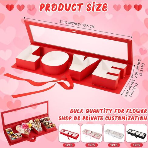 Weekgrat 4 Pack Love Flower Gift Box Empty Letter Love Fillable Floral Box Chocolate Rose Present Strawberry Packaging boxes for Mother's Day Valentine's Day (Mix Colors) in Saudi Arabia