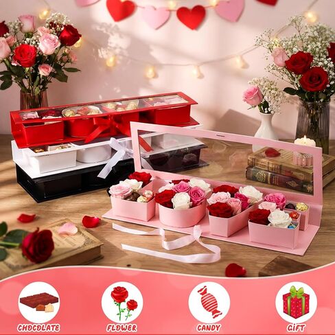 Weekgrat 4 Pack Love Flower Gift Box Empty Letter Love Fillable Floral Box Chocolate Rose Present Strawberry Packaging boxes for Mother's Day Valentine's Day (Mix Colors) in Saudi Arabia