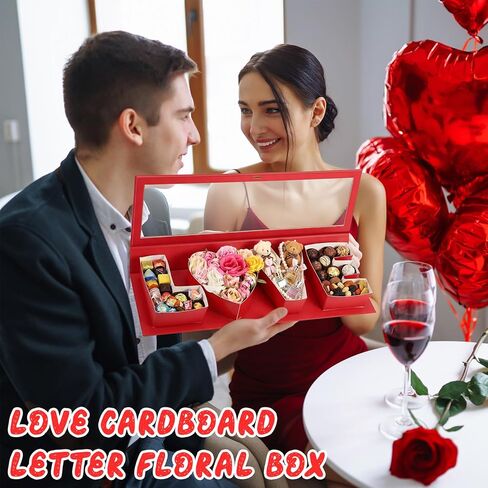 Weekgrat 4 Pack Love Flower Gift Box Empty Letter Love Fillable Floral Box Chocolate Rose Present Strawberry Packaging boxes for Mother's Day Valentine's Day (Mix Colors) in Saudi Arabia
