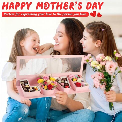 Weekgrat 4 Pack Love Flower Gift Box Empty Letter Love Fillable Floral Box Chocolate Rose Present Strawberry Packaging boxes for Mother's Day Valentine's Day (Mix Colors) in Saudi Arabia