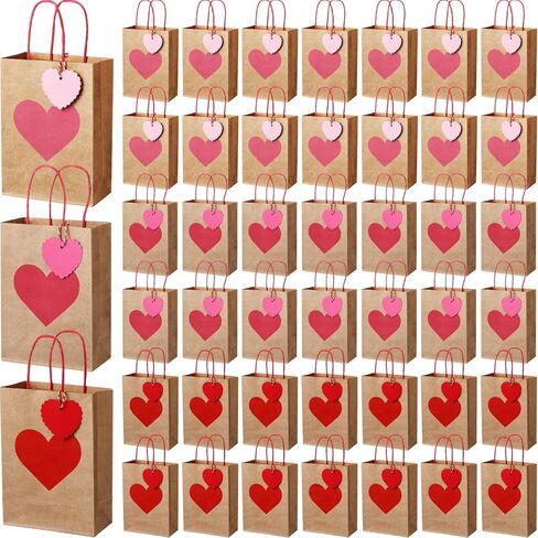 Eersida 120 Pcs Bulk Valentines Day Gift Bags Red Pink Rose Red Love Heart Paper Bags with Handles Valentines Day Goodie Bag for Candy Treat Wedding and Valentine Party Supplies in Saudi Arabia