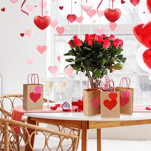Eersida 120 Pcs Bulk Valentines Day Gift Bags Red Pink Rose Red Love Heart Paper Bags with Handles Valentines Day Goodie Bag for Candy Treat Wedding and Valentine Party Supplies in Saudi Arabia